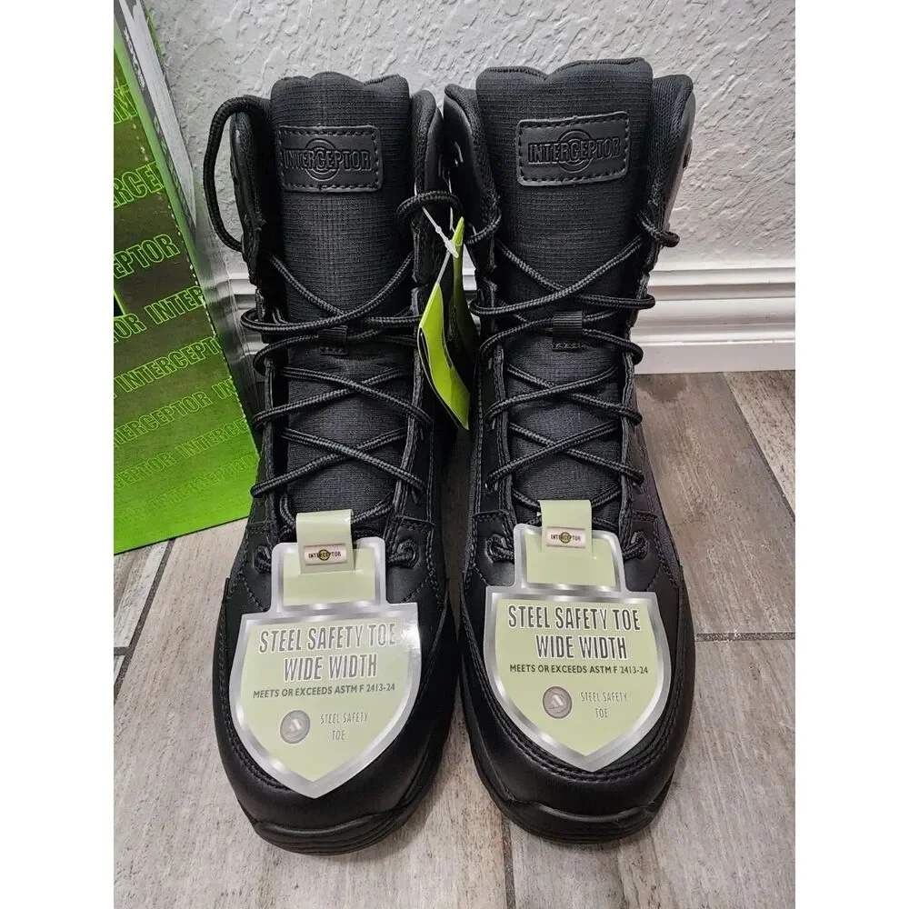 Size 10W Steel Toe Tactical Work & Safety Boots - Interceptor . New w/ Tags